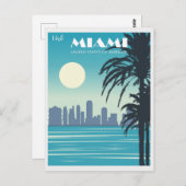 ヴィンテージマイアミフロリダシティスカイライントラベル ポストカード (正面/裏面)