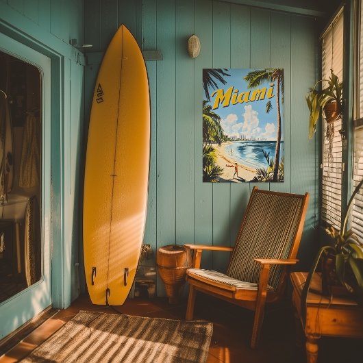 ヴィンテージマイアミフロリダトラベルウォール ポスター