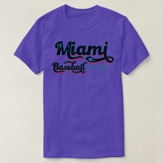 ヴィンテージマイアミ野球Est 1991野球愛好家 Tシャツ (デザイン正面)