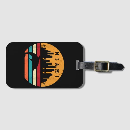 ヴィンテージマイアミ80sドルフィンシルエットスーベニアドルプ ラゲッジタグ (正面横)