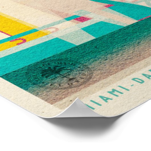 ヴィンテージマイアミ、海ドライブ旅行ポスター ポスター (角)