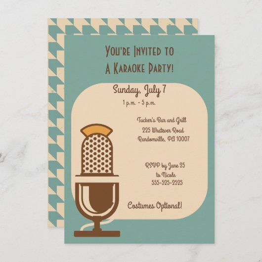ヴィンテージマイクカスタムパーティの招待状 招待状 (正面/裏面)