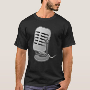 ヴィンテージマイクスタンドアップボーカリスト歌手Podcas Tシャツ