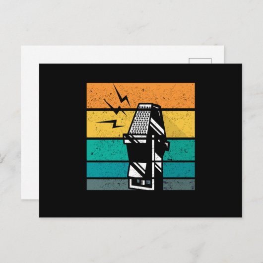 ヴィンテージマイクレトロ歌手カラオケマイクギフト ポストカード (正面/裏面)