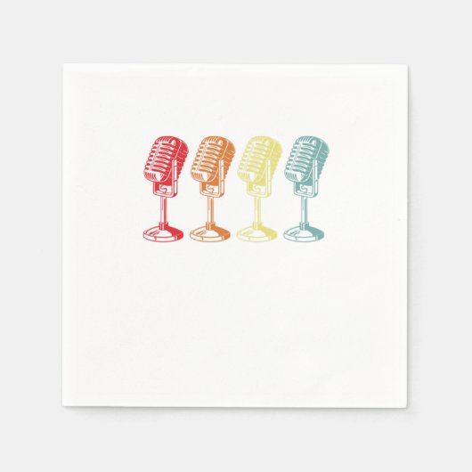 ヴィンテージマイク歌唱音楽カラオケギフト スタンダードカクテルナプキン (正面)