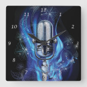 ヴィンテージマイク スクエア壁時計 (正面)