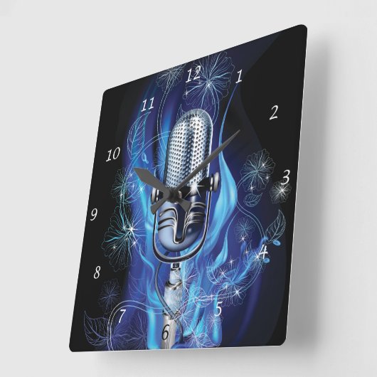 ヴィンテージマイク スクエア壁時計 (傾斜)