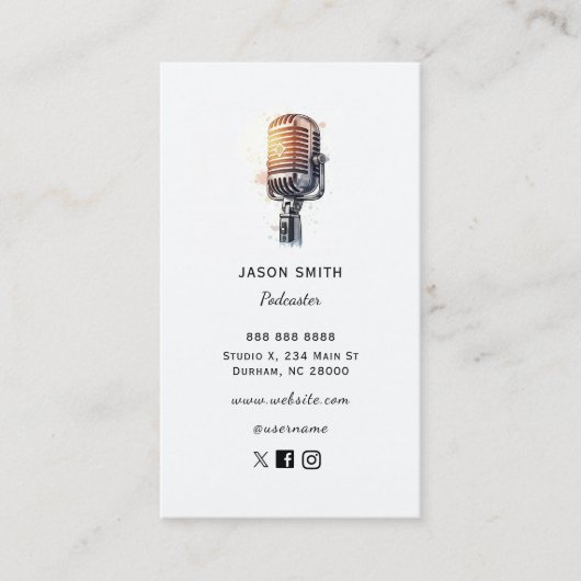 ヴィンテージマイクPodcaster 名刺 (正面)