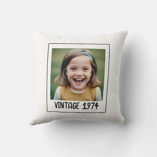 ヴィンテージマイルストン誕生日写真保存画像 クッション (裏面)
