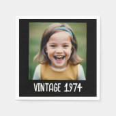 ヴィンテージマイルストン誕生日写真保存画像 スタンダードカクテルナプキン (正面)