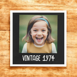 ヴィンテージマイルストン誕生日写真保存画像 スタンダードカクテルナプキン