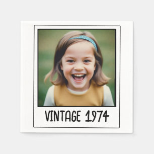 ヴィンテージマイルストン誕生日写真保存画像 スタンダードカクテルナプキン