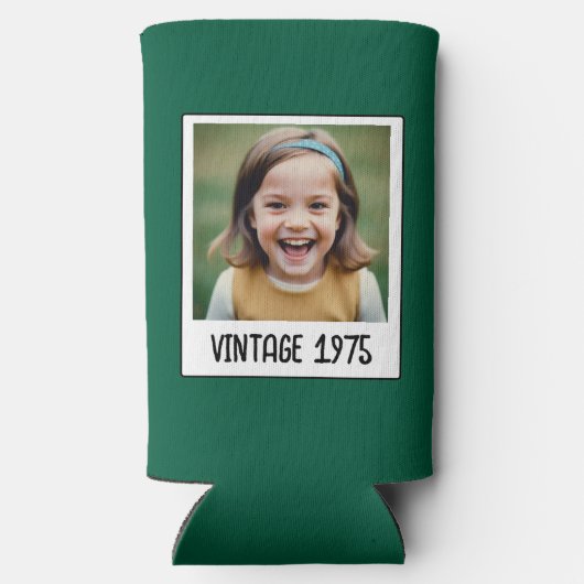 ヴィンテージマイルストン誕生日写真保存画像 スリム缶クーラー (裏面)