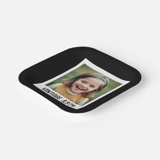 ヴィンテージマイルストン誕生日写真保存画像 ペーパープレート (傾斜あり)