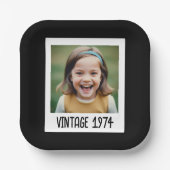 ヴィンテージマイルストン誕生日写真保存画像 ペーパープレート (正面)