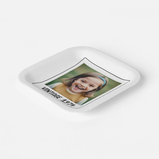 ヴィンテージマイルストン誕生日写真保存画像 ペーパープレート (傾斜あり)