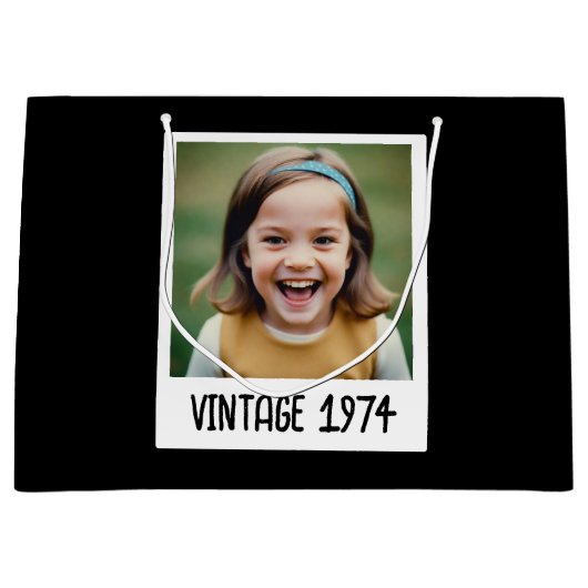 ヴィンテージマイルストン誕生日写真保存画像 ラージペーパーバッグ (正面)