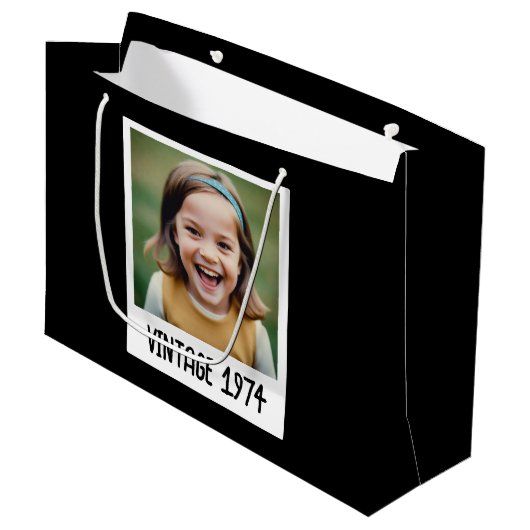 ヴィンテージマイルストン誕生日写真保存画像 ラージペーパーバッグ (正面アングル)