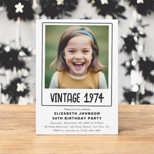 ヴィンテージマイルストーンの誕生日パーティーの写真 招待状