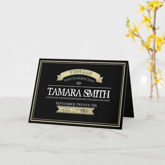 ヴィンテージマイルストーンオーバーザヒル誕生日 カード (黄色い花)