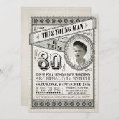 ヴィンテージマイルストーン誕生日招待状写真 招待状 (正面/裏面)