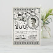 ヴィンテージマイルストーン誕生日招待状写真 招待状 (スタンド正面)