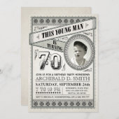 ヴィンテージマイルストーン誕生日招待状写真 招待状 (正面/裏面)