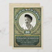 ヴィンテージマイルストーン誕生日招待状写真 招待状 (正面/裏面)