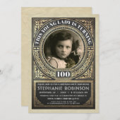 ヴィンテージマイルストーン誕生日招待状写真 招待状 (正面/裏面)