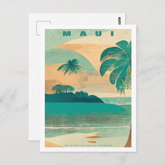 ヴィンテージマウイトロピカルアイランドトラベルハガキ ポストカード (正面/裏面)