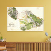 ヴィンテージマウイ島の地図（1906年） キャンバスプリント (インサイチュ (リビング))