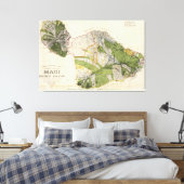 ヴィンテージマウイ島の地図（1906年） キャンバスプリント (インサイチュ (寝室))
