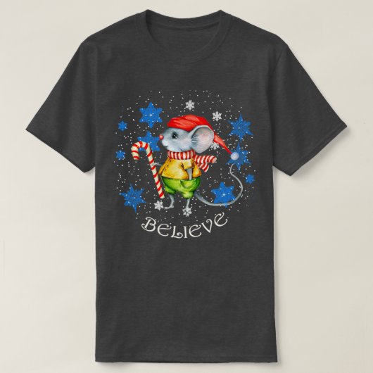 ヴィンテージマウスとキャンディーケーンホリデイとクリスマ Tシャツ (デザイン正面)