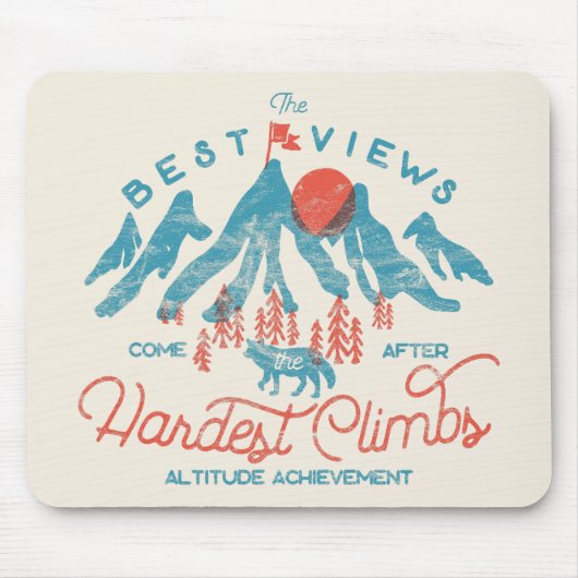 ヴィンテージマウンテンウルフ登山ハイキングアウトドア マウスパッド (正面)