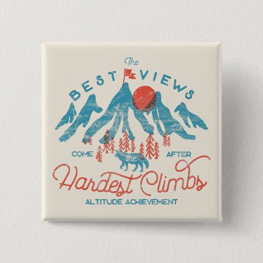 ヴィンテージマウンテンウルフ登山ハイキングアウトドア 缶バッジ (正面)