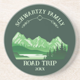 ヴィンテージマウンテンサンセットアウトドアレイクリトリートグリーン コースター