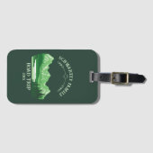 ヴィンテージマウンテンサンセットアウトドアレイクリトリートグリーン ラゲッジタグ (正面横)