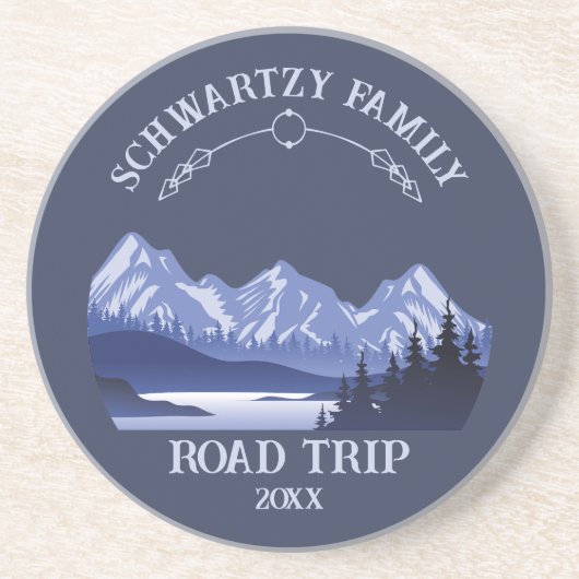 ヴィンテージマウンテンサンセットアウトドアレイクリトリートブルー コースター (正面)