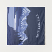 ヴィンテージマウンテンサンセットアウトドアレイクリトリートブルー タペストリー (正面(横))