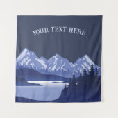 ヴィンテージマウンテンサンセットアウトドアレイクリトリートブルー タペストリー (正面)