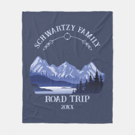 ヴィンテージマウンテンサンセットアウトドアレイクリトリートブルー フリースブランケット