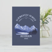 ヴィンテージマウンテンサンセットアウトドアレイクリトリートブルー 招待状 (スタンド正面)