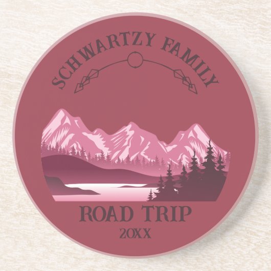 ヴィンテージマウンテンサンセットアウトドアレイクリトリートレッド コースター (正面)