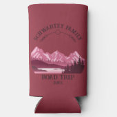 ヴィンテージマウンテンサンセットアウトドアレイクリトリートレッド スリム缶クーラー (裏面)