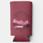 ヴィンテージマウンテンサンセットアウトドアレイクリトリートレッド スリム缶クーラー (正面)