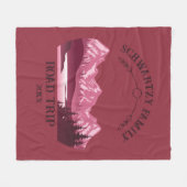 ヴィンテージマウンテンサンセットアウトドアレイクリトリートレッド フリースブランケット (正面(横))