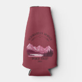 ヴィンテージマウンテンサンセットアウトドアレイクリトリートレッド ボトルクーラー (正面)