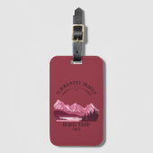 ヴィンテージマウンテンサンセットアウトドアレイクリトリートレッド ラゲッジタグ (正面縦)