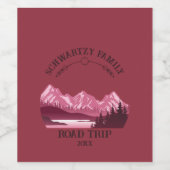 ヴィンテージマウンテンサンセットアウトドアレイクリトリートレッド ワインラベル (シングルラベル)