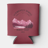 ヴィンテージマウンテンサンセットアウトドアレイクリトリートレッド 缶クーラー (正面)